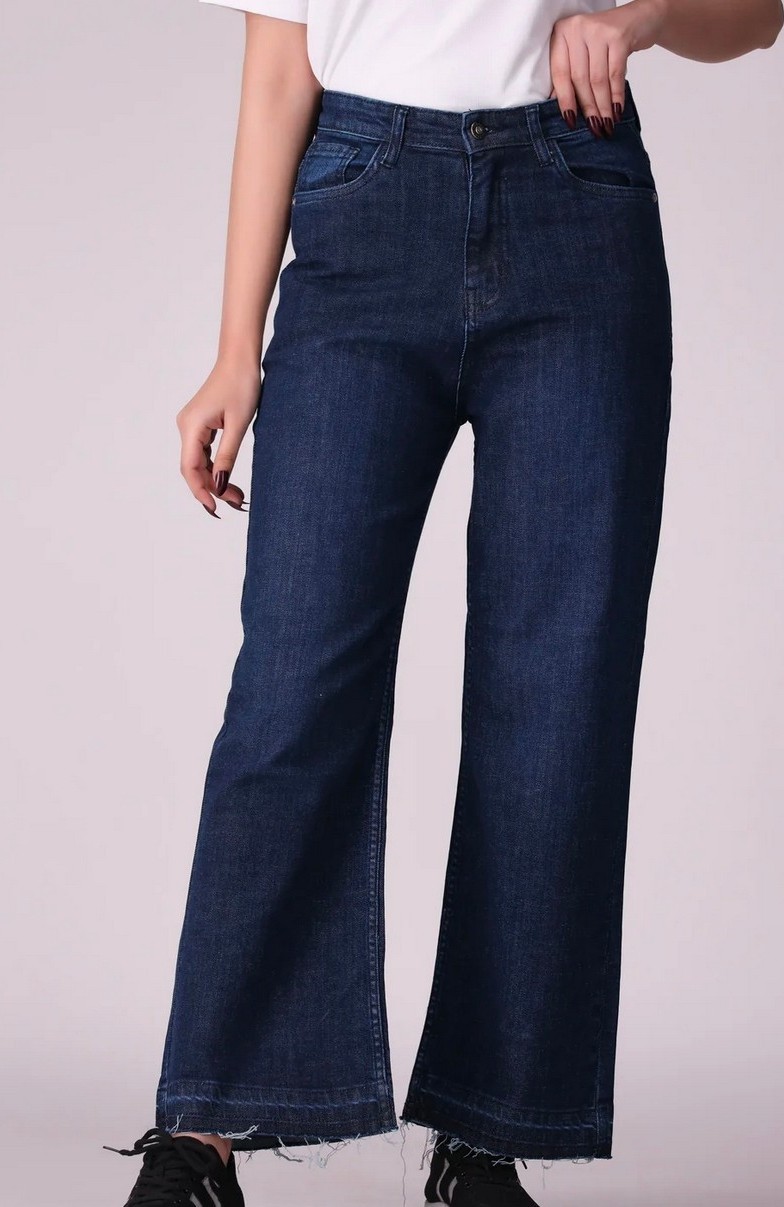 Dark Blue Wide Leg Ladies Jeans
